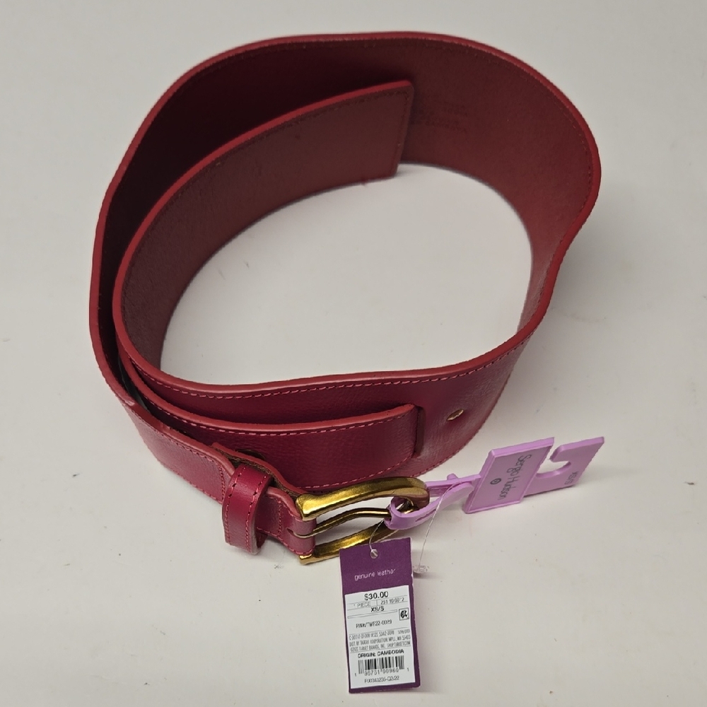 Sergio Hudson pink Leather Belt with Gold Buckle